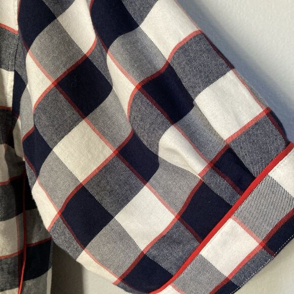 Lunya Pajama Top Buffalo Check Cotton Modal Brushed Flannel Shawl Collar Medium - Picture 8 of 14